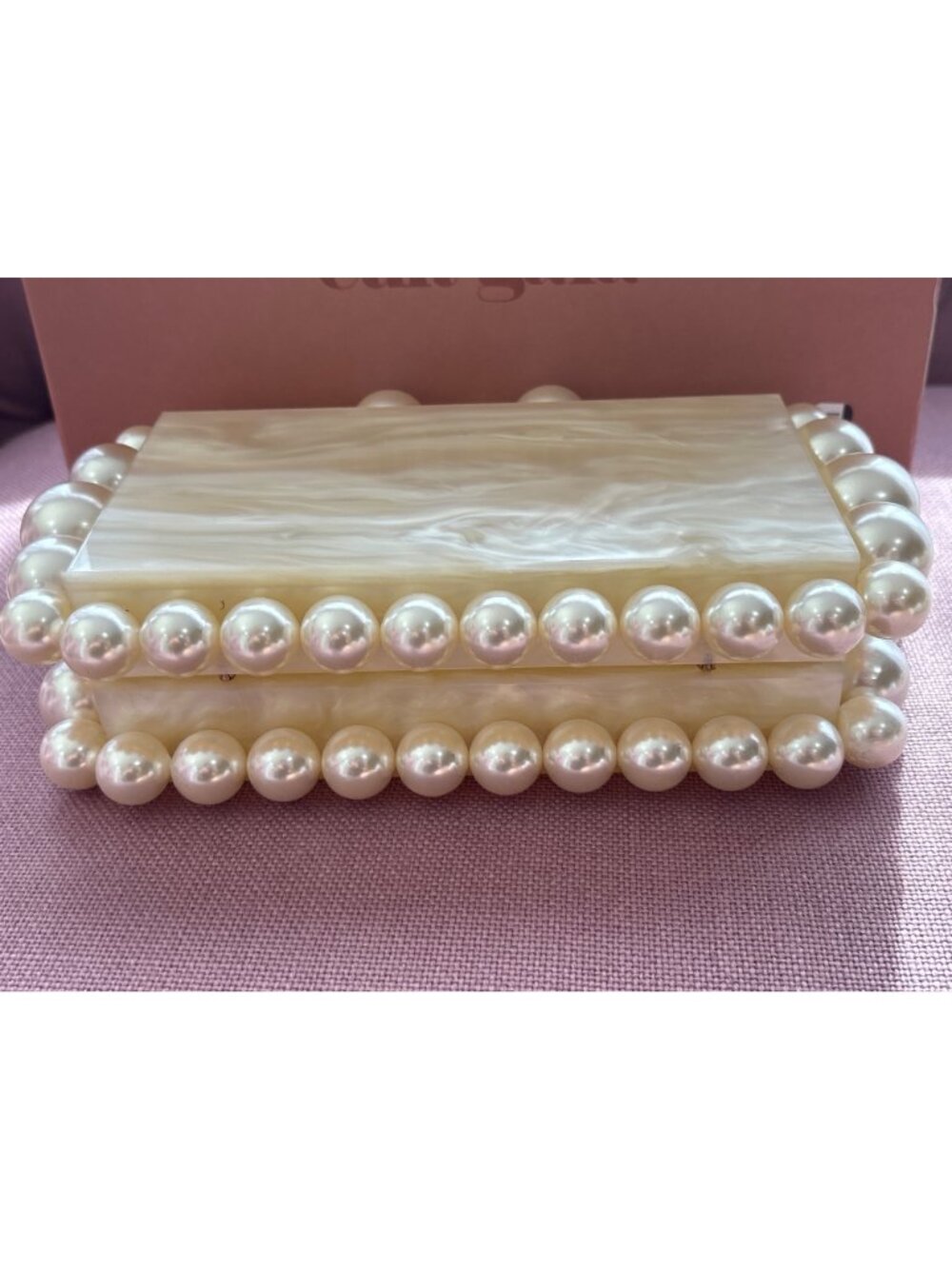 Cult Gaia Eos Beaded Acrylic Box Clutch in Pearl With Box Womens Ball Bag - Picture 11 of 16
